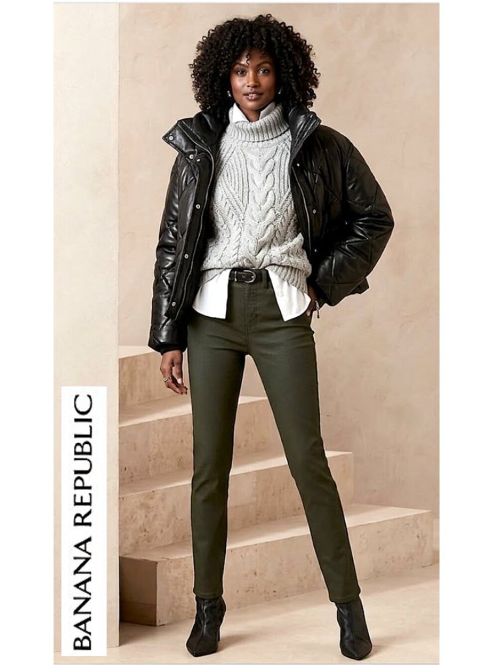 BANANA REPUBLIC - Moss green ultra high rise slim fit coated jeans